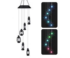 Solarlampe, Windspiel im Freien, Terrassenbeleuchtung, Farbwechsel Hängende solarbetriebene Windspiel Licht im Freien Garten für Home Party Nacht Dekoration