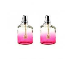 2er Set Öllampe Rose/ Pink Farbverlauf. Bioethanol,Petroliumlampe, Tischfeuer, Windlicht Öllampe ...