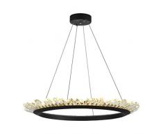 Kronleuchter moderne LED Deckenleuchte, Kristall-Hängeleuchte Lampenschirm, Runde Aluminiumrahmen Pendellampe Deckenleuchte, Wohnzimmer Schlafzimmer Esszimmer Pendelleuchte (Größe : 60cm)