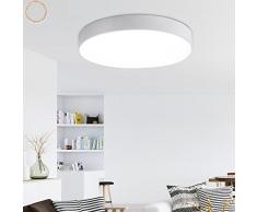 Moderne Minimalistische Schmiedeeisen Deckenleuchte Stilvolle Ultra-dünne Runde LED Wohnzimmer Deckenlamp Drei Licht Farbe Flur Schlafzimmer Lichter (Weiß, φ80cm 60W)