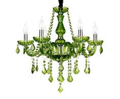 Kristalllampe Kerze Pendel Lampe Glas Hängelampe Kristall Kronleuchter Wohnzimmer Deckenleuchte Kristalllüster 6 Lichter