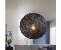 LED Kugel Decken Lampe Rattan Hänge Beleuchtung Wohn Zimmer Pendel Leuchte braun