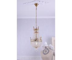 Kronleuchter, Kristallleuchter, Korblüster, Lüster, Leuchter, Lampe für die Wohnung im angesagten Biedermeier-Stil, gefertigt aus Messing mit wunderschönen Glaskristallen - Palazzo Exclusive