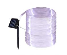 Tuokay Solar Lichterkette Schlauch Außen 10m 100 LED 8 Modi Wasserdicht LED Außenlichterkette, Dekorative Beleuchtung für Garten Balkon Pavillon Terrasse Rasen Hof Zaun Hochzeit Deko (Weiß)