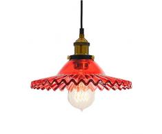 Huahan Haituo Industrie Vintage Anhänger Licht Glas Lampe Schatten Retro Glas Anhänger Licht Passende Decke Lampe hängen Leuchten Kronleuchter für Loft Kaffee Bar Küche (rot)