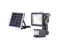 20W LED Solar Strahler mit Bewegungsmelder 3 modi - Fluter Solarpfosten IP65 Wasserfest Aluminium Warmweiß - für Garten,Garage,Hof (20W Warmweiß)