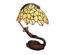 Tiffany Tischlampe Bankerleuchte Sonnenanbeterin weiss