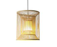Pendelleuchte Bambus Kunst-Leuchter Retro Rattanleuchten E27 Rattan Weben Kronleuchter Kreative Schlafzimmer Wohnzimmer Restaurant Teestube Landhaus Cafe Hotel Zylinder Hängelampe Höhenverstellbar