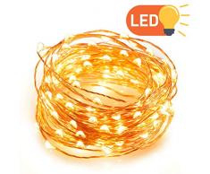 Adoric USB LED Lichterkette| Kupferdraht 10M 100er| Wasserdicht IP65| mit USB-Port Stimmungslichter Lichterkette für Innen und Außen, Weihnachten,Zimmer, Party, Hochzeit, DIY, Deko usw- Warmweiß