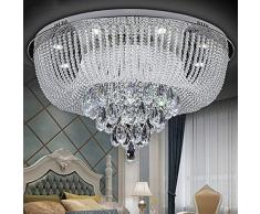 Einfache und stilvolle Deckenleuchte Rund Wohnzimmer Lampe Kristall-Decken-Lampe Vorhang Lampe Schlafzimmer Speiseraum Lampe (Emitting Color : Cold White-Dia800mm)