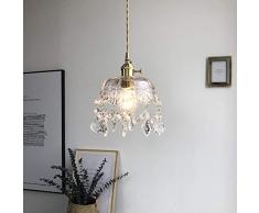 Pendelleuchte Modern Hängelampe E27 Hängeleuchte Vintage Kronleuchter Esstischleuchte Glas-Kristall Lampenschirm Leuchte Messing Lüster Innen Nachttisch Balkon Lampe Gang Korridor Leuchtmittel Ø 20cm