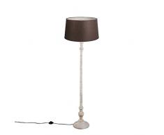 QAZQA Klassisch/Antik/Landhaus/Vintage/Rustikal Stehleuchte/Stehlampe/Standleuchte/Lampe/Leuchte Classico mit braunem Leinenschirm 45cm / Innenbeleuchtung/Wohnzimmerlampe/Schlafzimm