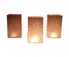 10 Stück Papier Lichttüten Lichtertüten Sonne für Teelichter Kerzen Laternen weiß Kerzenhalter Deko Tischdeko Teelichthalter Tüte Party Windlicht