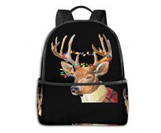 Rucksack für Herren und Damen, hohe Dichte, Dicker Segeltuch, für Reisen, Schulranzen, Civil Air Patrol USAF Air Force Auxiliary Violett Weihnachtsbeleuchtung Rentier Einheitsgröße