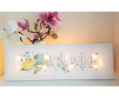 Leuchtbild mit Name - Wandlampe - Schlummerlampe Kinderzimmer personalisiert (Schildi, Schildkröte)