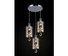 LED Pendelleuchte Kristall-Hängeleuchte Modern Blume Restaurant lampe Wohnzimmer lampe Esstisch Licht Bartheke lampe Runde Glas Lampengehäuse Kreative Lampe Warmes licht, 3-flammig Runde