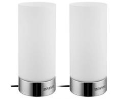 Monzana 2er Set Tischlampe Chrome Optik Touch Tischleuchte 3 Stufen dimmbar Lampenschirm Glas Nachttischlampe Leuchte