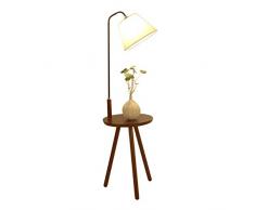 GJIF - Stehlampe Stehleuchte aus massivem Holz mit Tisch Standleuchte Innenbeleuchtung Antik - Fußschalter (E27)