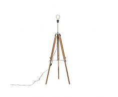 QAZQA Landhaus/Vintage/Rustikal Rural Stehleuchte/Stehlampe/Standleuchte/Lampe/Leuchte Stativ Holz mit Stahl/Silber/nickel matt - Cortin/Innenbeleuchtung/Schlafzimmer/Metall Ande