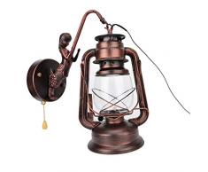 koulate Retro Kerosin Pendelleuchte, Vintage Wandlampe 111-240 V Retro Stil Eisen Lampe Antike Pendelleuchte Leuchte für Cafe Bar Loft Wand Scheinwerfer Innendekoration(Red Bronze)