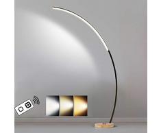 Moderne Bogenleuchte Stehlampe mit Fernbedienung, Bogenlampe LED Dimmbar, Stehleuchte mit Holzfuß für Wohnzimmer Büro, Energieeffizienten 18 W, Höhe 170 cm, Schwarz