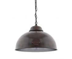 EGLO Pendellampe Truro 2, 1 flammige Vintage Pendelleuchte im Industrial Design, Retro Hängelampe aus Stahl, Farbe: braun-antik, Fassung: E27