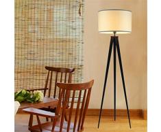 Stehleuchte Dreibein Stehlampe Geflecht Lampenschirm - Schwarz Natur - Höhe ca. 160 cm,Beige