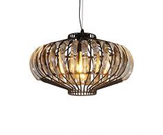 Pendelleuchte, Deckenleuchte Retro- Kristallhängeleuchte Runde Vintage Design Lampe Innenbeleuchtung Edison E27 * 1 Metall Shade Antike Kronleuchter, Schwarz