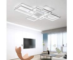 Wohnzimmerlampe Modern LED Decke Dimmbar Acryl Lampenschirm Deckenleuchte Chic Eckig Designer-Lampe Esszimmer Esstischlampe Fernbedienung Deko Deckenlampe Pendelleuchte Küche Landhaus Flur Leuchten