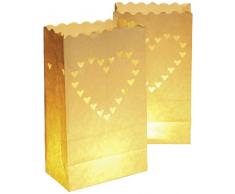 Wenko 8548100 Lichtertüte LUMINARIA Liebe groß - 10er Set, Windlicht, Pappe/Papier/Zellstoff, 15 x 26 x 9 cm, Weiß