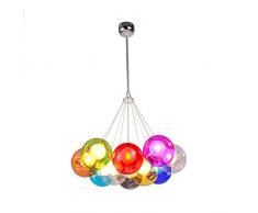Modern Pendelleuchte Höhenverstellbar Pendellampe Kristall Hängelampe Bunt Glas Hängeleuchte mit für Kinderzimmer Wohnzimmer Kronleuchter, Inklusiv Glühbirne,10Kopf