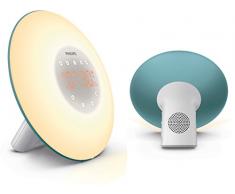 Philips HF3507/20 Wake-up Light LED, Aufwachen mit Licht, 2 natürlichen Wecktöne, türkis