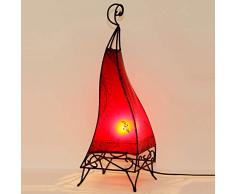 Orientalische Hennalampe marokkanische Stehlampe Ibis H60 cm Rot | Kunsthandwerk aus Marrakesch | Handbemalte Lederlampe handgefertigte Hennaleuchte aus echtem Leder | L1010