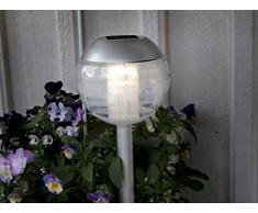 Best Season 479-30 LED-Solar-Wegleuchte, 30 x 12 cm, 1 warm weiß LED mit Solarpanel inklusive Akku, outdoor, Vierfarb-Karton, grau/silber
