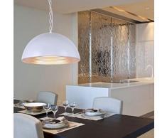 Sai Tai@LED Pendelleuchte Höhenverstellbar Küchen Deckenleuchte Wohnzimmer Designleuchte Deckenlampe Schlafzimmer Modern ,Weiß,Aluminium,50cm