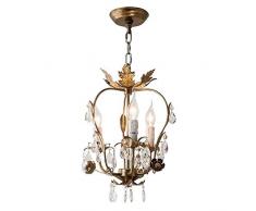 Raelf Nordamerikanische Retro-Kronleuchter Kristall-Pendelleuchte 3-Kopf Esszimmer Aisle Deckenhängelampe aus Metall Kronleuchter Adjustable Kronleuchter Laterne