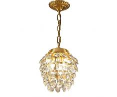 Sufleyy Kronleuchter luxuriöse Kristallhängelampe europäischen Exquisite Alle Copper Pendelleuchte Moderne Aisle Restaurant Kronleuchter Einfache Haushalts Balkon Pendelleuchte E14 Edison