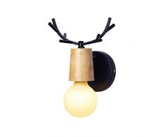 Vintage Design Kreativ Geweih Wandlampe Landschaft Geweih Innen Deko Edison Nachttisch-Leuchte Schlafzimmer Wandleuchte Bett Wand Jugendstil Wand Anhänger Wandstrahler Flur Bad Wandlampe E27 (Schwarz)