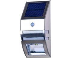 WQ LED Solarleuchte Edelstahl für Außen, Super Helle Solar Wandleuchte 90° Bewegungssensor, 3 Lichtmodus, 3000-6500K, Wasserdicht IP65, für Yard Porch Solar Beleuchtung Lampe,Warmwhite