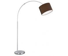 Trio Leuchten Bogenleuchte in Nickel matt, exlusiv 1x E27 maximal 60W, Höhe 150-215 cm, ø Schirm 30 cm, Stoffschirm braun 461100114