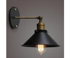 Modernes Wandbeleuchtung Wandleuchten Vintage LoftWandlampen Antik Deko Design Wandbeleuchtung Landhausstil Kleine schwarze Schirmwandleuchte,schwarz