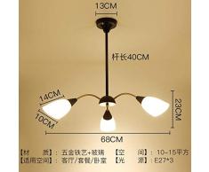 Moderne LED-Kronleuchter Beleuchtung Schmiedeeisen Glas Wohnzimmer Pendelleuchten Schlafzimmer Esszimmer Hängelampen, kaltes Weiß, 3 Köpfe