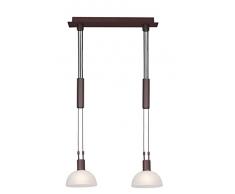 Brilliant Amira Pendelleuchte, 2-flammig, höhenverstellbar, 2x E14 maximal 40W, Metall/Glas, braun/weiß-alabaster 77371/20