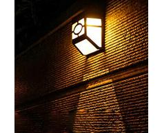 AINI HENNI LED Solar Zaunlichter, Wasserdichter Bewegungssensor Garten Lichter Solarbetrieben Zum Zaun Außerhalb Der Mauer Patio Yard Treppen Rasen Garage Weg (Packung Mit 2)