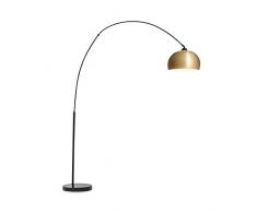 Besoa Amara Bogenlampe, schwarzer Marmorsockel, vergoldeter Schirm, Maße: 183 x 200 x 37 cm (BxHxT), Fassung: E27, Netzkabel: 2 Meter Länge, gold