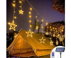 ARTOCT LED Sterne Lichterkette, 138LED Solar Lichtervorhang weihnachtslichter Sternenvorhang 8 Modi mit Fernbedienung Innen Außen Sterne Vorhang Lichter Für Weihnachten Party Hochzeit Garten Deko