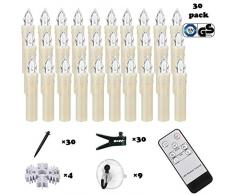 30er LED Weihnachtskerzen mit Fernbedienung Timer AA-Batterien Dimmbar, Christbaumkerzen Kabellose Weihnachtsbaumkerzen für Weihnachtsbaum Weihnachtsdeko Hochzeit