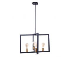 OYI Industrial Kronleuchter 4-Flammig Pendelleuchte Kücheninsel Licht Innen Hängelampe Metall Schwarz für Esszimmer Küche Restaurant Bar