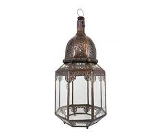 Orientalische Lampe Pendelleuchte Klar Haifa 60cm E27 Lampenfassung | Marokkanische Design Hängeleuchte Leuchte aus Marokko | Orient Lampen für Wohnzimmer Küche oder Hängend über den Esstisch