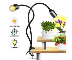 Relassy LED Pflanzenlampe, 75W Auto ON/Off Vollspektrum Pflanzenlicht mit Timing Funktion, EU-Stecker, 4 Dimmbaren, Flexibler Schwanenhals Wachstumslampe für Indoor Pflanzen, Gewächshaus (F-75W)